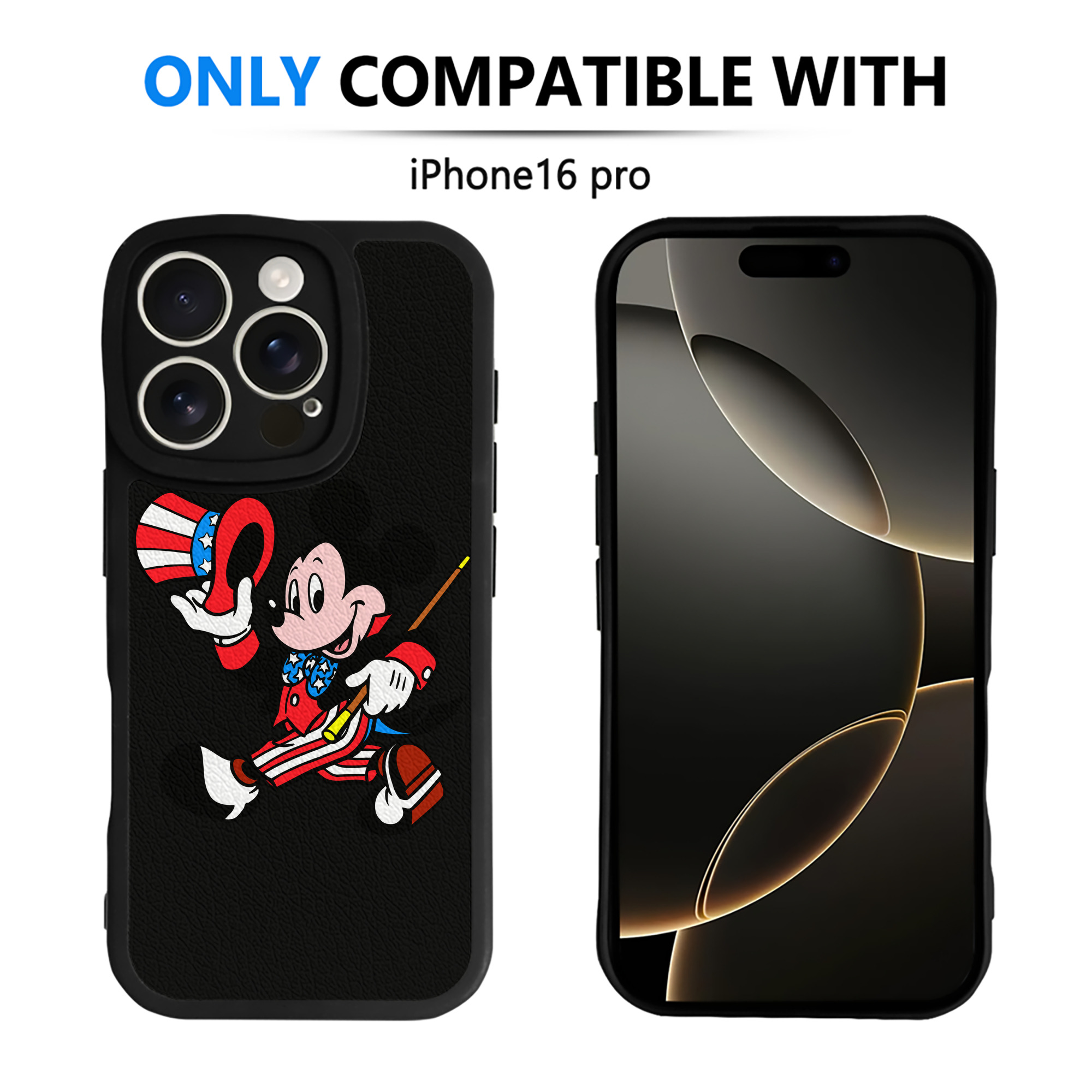 （画像用） ミッキーマウス Mickey Mouse 【iPhone 16シリーズ対応】シリコンスマホケース（レザー調） 材質：シリコン